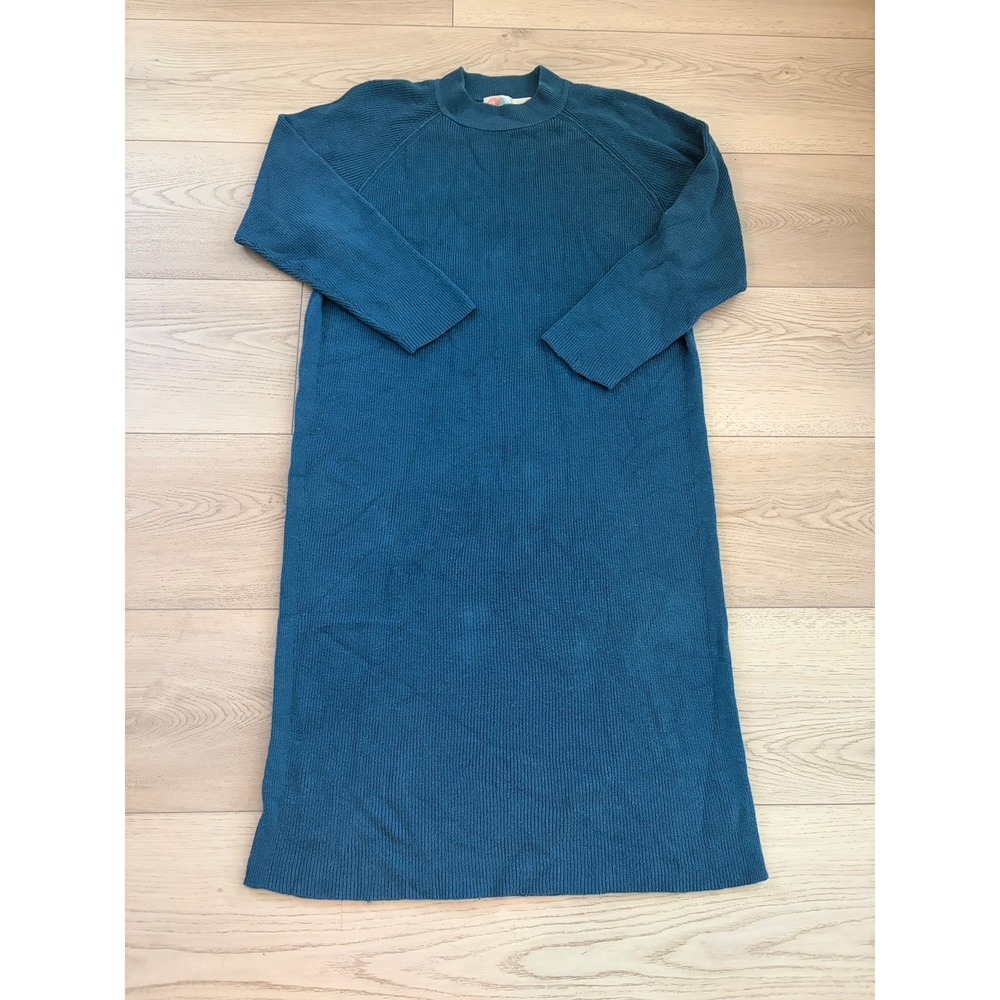 FP Beach Womens Sweater Dress Blue Cotton Mock Neck Long Sleeve Size S